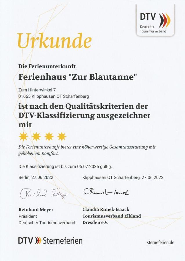 Ferienhaus Zur Blautanne Klipphausen Extérieur photo